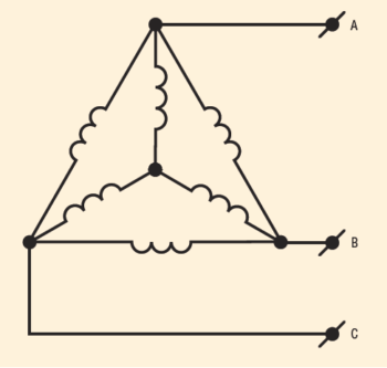 Рис. 3. Совмещение схем «звезда» и «треугольник» в одной обмотке