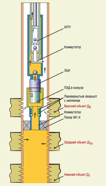 Рис. 2. Схема однолифтовой установки ОРД ЭЦН-ШГН на скважине №5313