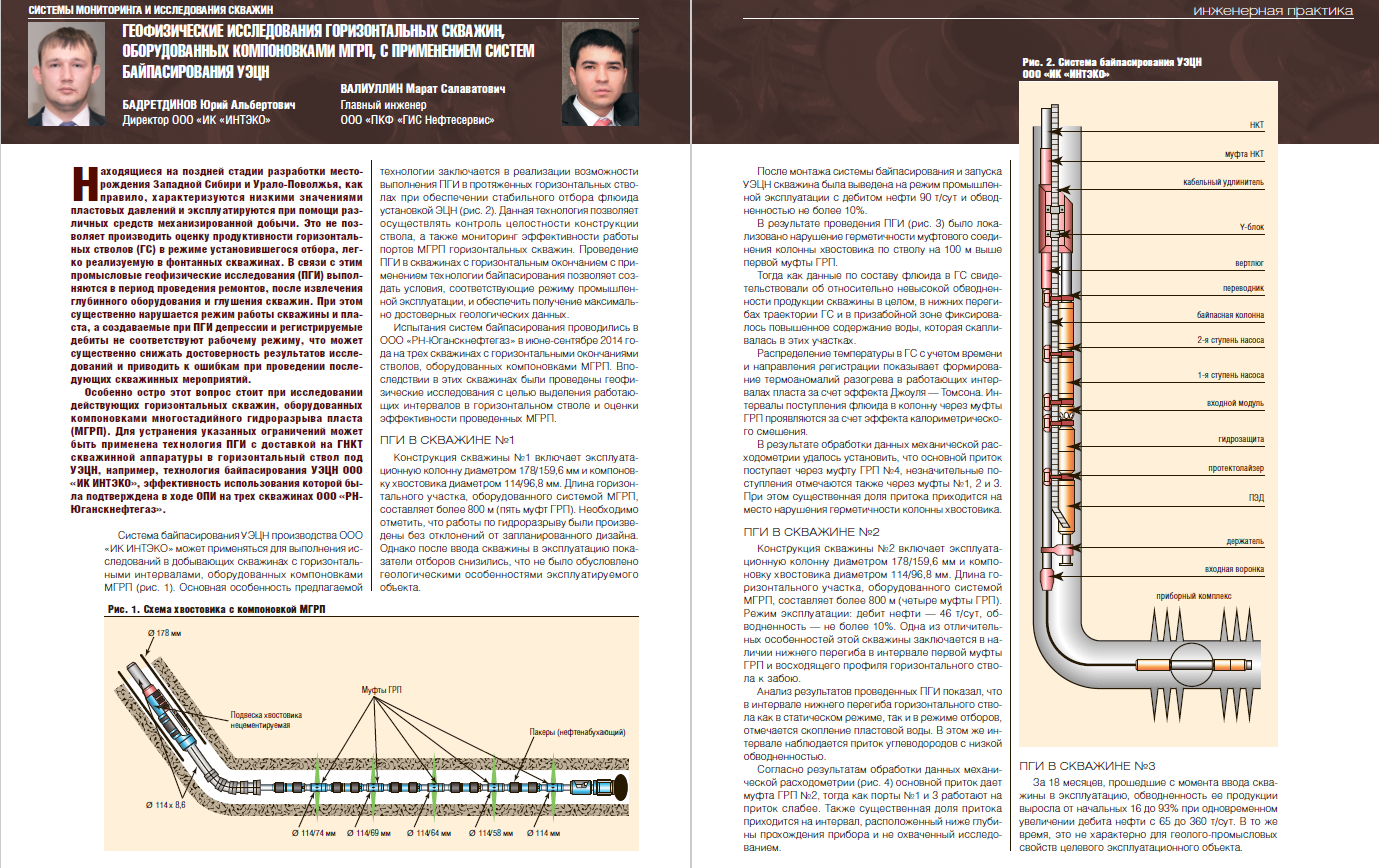Геофизические исследования горизонтальных скважин, оборудованных  компоновками МГРП, с применением систем байпасирования УЭЦН - Инженерная  практика