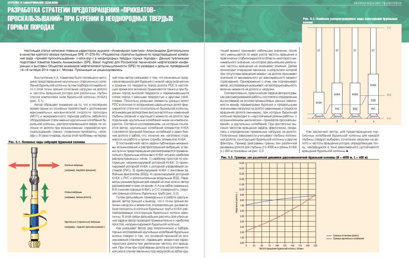 Разработка стратегии предотвращения «прихватов-проскальзываний» при бурении  в неоднородных твердых горных породах - Инженерная практика