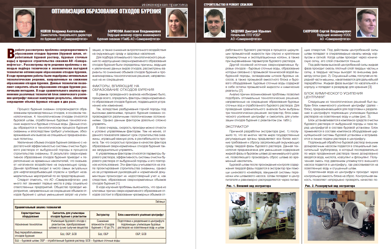 Оптимизация образования отходов бурения в АО Самаранефтегаз