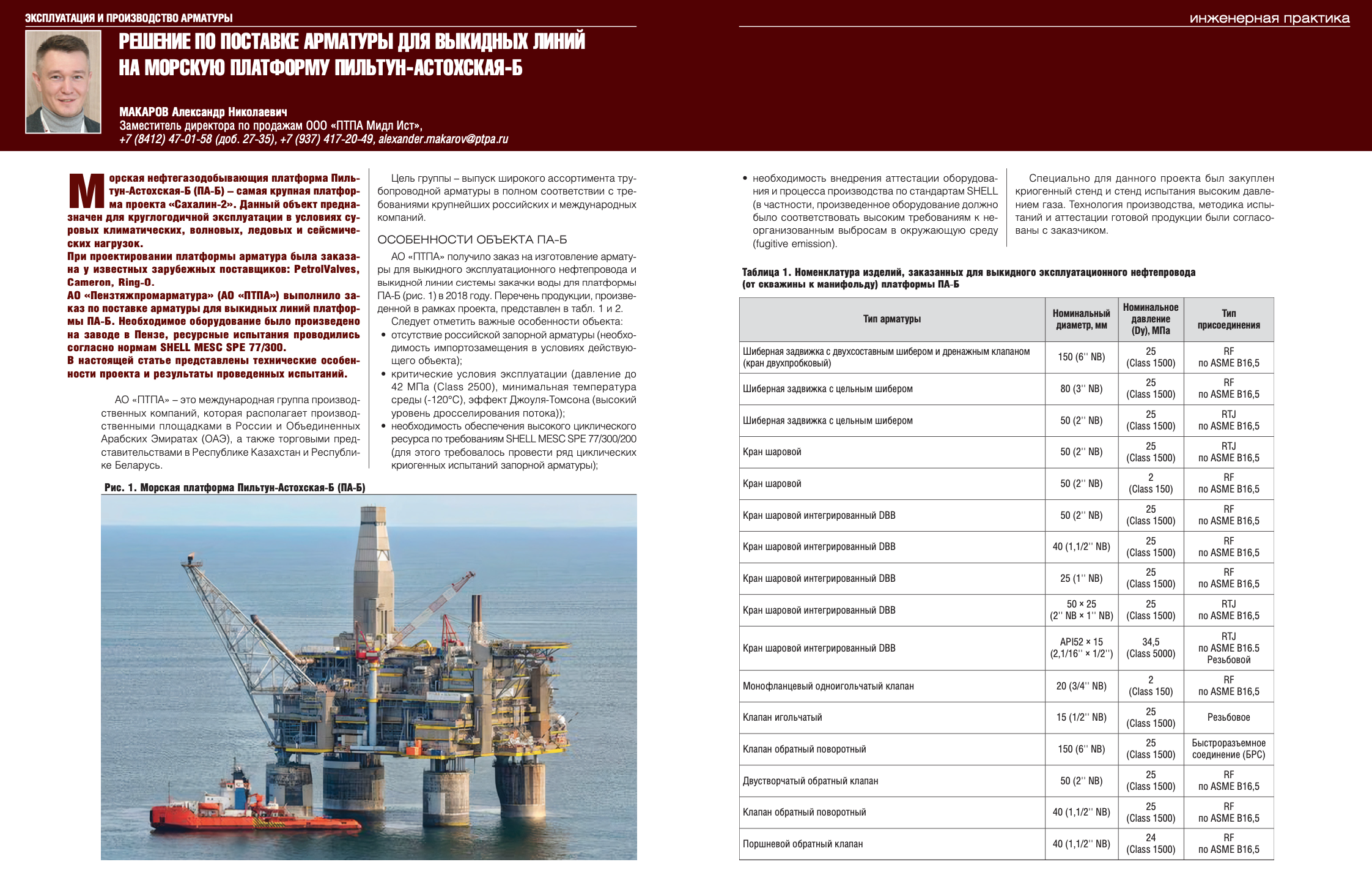 Решение по поставке арматуры для выкидных линий на морскую платформу  Пильтун-Астохская-Б - Инженерная практика