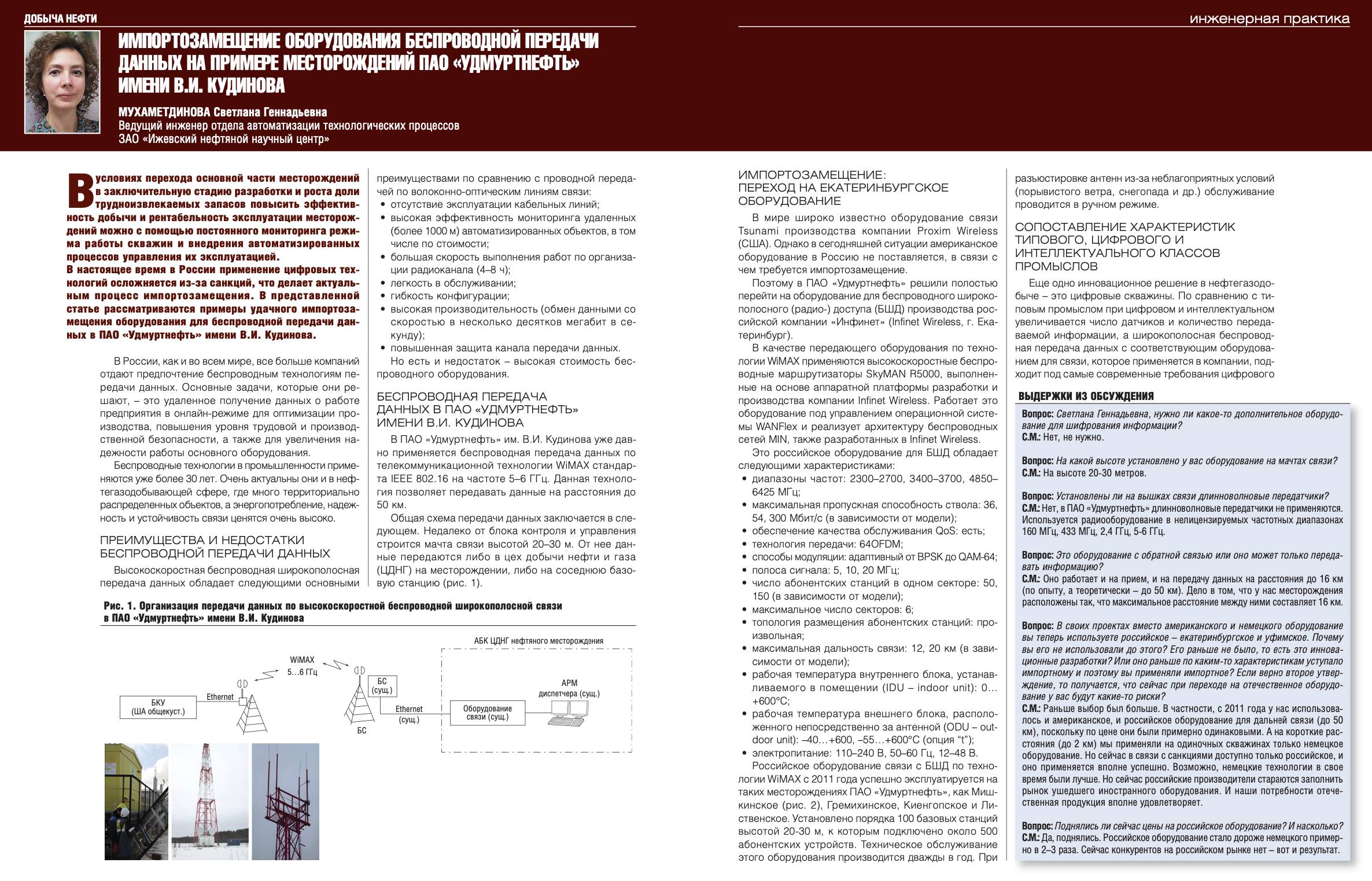 Импортозамещение оборудования беспроводной передачи данных на примере  месторождений ПАО «Удмуртнефть» имени В.И. Кудинова - Инженерная практика